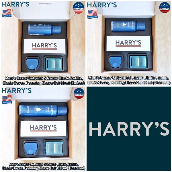 Harry's® Razor Set with Blade Refills, Blade Cover, Foaming Shave Gel ชุดโกนหนวด สำหรับผู้ชาย