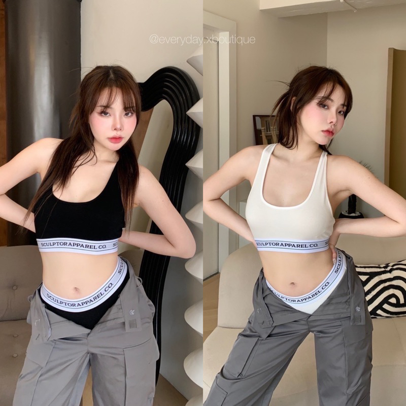 Sculptor sport bra set🖤🤍(S,M 340฿ฟรีส่ง) ชุดเซตบรา2ชิ้น รุ่นนี้ปังมากก! มีบรา+กางเกงใน เข้าชุดกัน สว