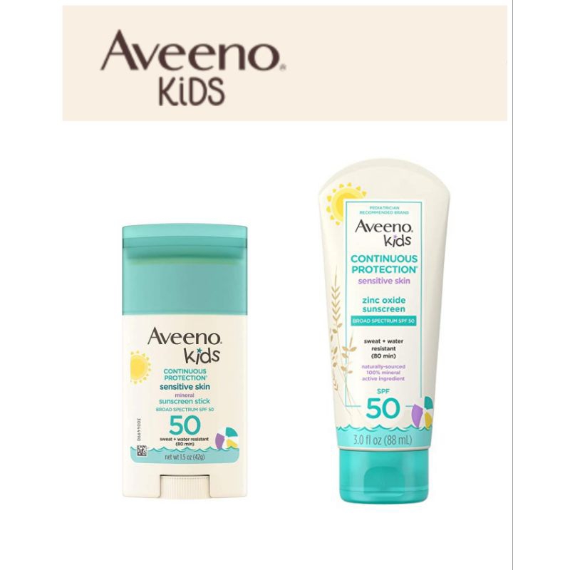 Aveeno Kids Continuous Protection Sensitive Skin Mineral SPF 50 Sunscreen ครีมกันแดดสำหรับเด็ก