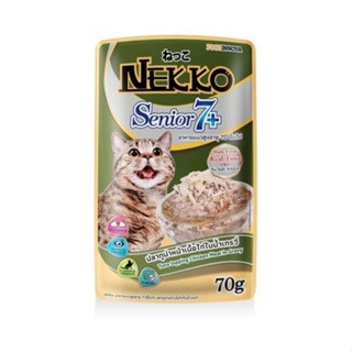 Nekko Senior สูตรแมวสูงวัย7+ รสทูน่าไก่เกรวี่ 12ซอง