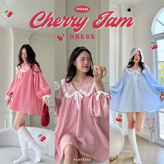 FLAT2112 FF0440 : CHERRY JAM  DRESS เดรสลายสก็อต เดรสน่ารัก เดรสสั้น เดรสแขนยาว