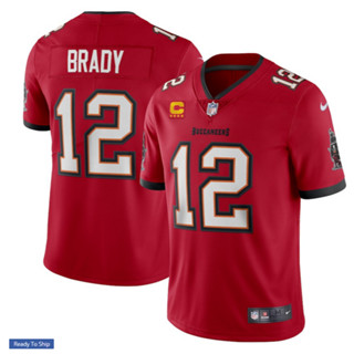 เสื้อแข่งอเมริกันฟุตบอลของแท้ Tom Brady Tampa Bay Buccaneers Nike Captain Vapor Limited Jersey - Red ของใหม่  Size XL