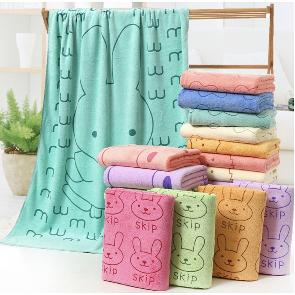 YJK-01【ขนาด 140x70 ซม】ผ้าเช็ดตัว ผ้าขนหนูนาโน ลายการ์ตูน มี 2ลายให้เลือก สินค้าพร้อมส่ง