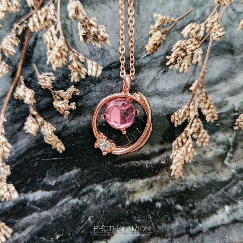 Pink Galaxy Necklace : สร้อย สร้อยคอ สี Rose Pink Gold ชมพู