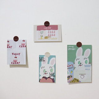 (พร้อมส่ง🌷) โปสการ์ดตกแต่ง Set 4 Korean-Style Cute Rabbit