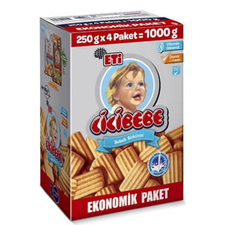 Eti Cicibebe Baby Biscuits (Bebek Bisküvisi) 1000 Gr (4X250 gr)/อาหารเสริมสำหรับเด็ก 6 เดือนขึ้นไป