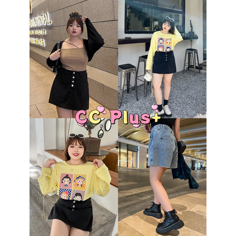 CiCi Plus+(836)กระโปรงกางเกงขาสั้น เอวสม็อค กระดุมหน้าแมทซ์ได้ทุกลุคน่ารักมาก