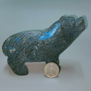 หินลาบราโดไรต์แกะสลักรูปหมี Bear Labradorite