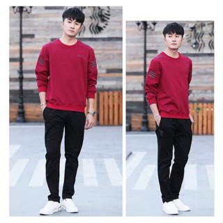 ชุดเซ็ตวอร์ม รวมเสื้อและกางเกง ใส่สบาย มี 2 สี (เสื้อแดง-กางเกงดำ) และ (เสื้อดำ-กางเกงดำ) ขนาด L - 3XL