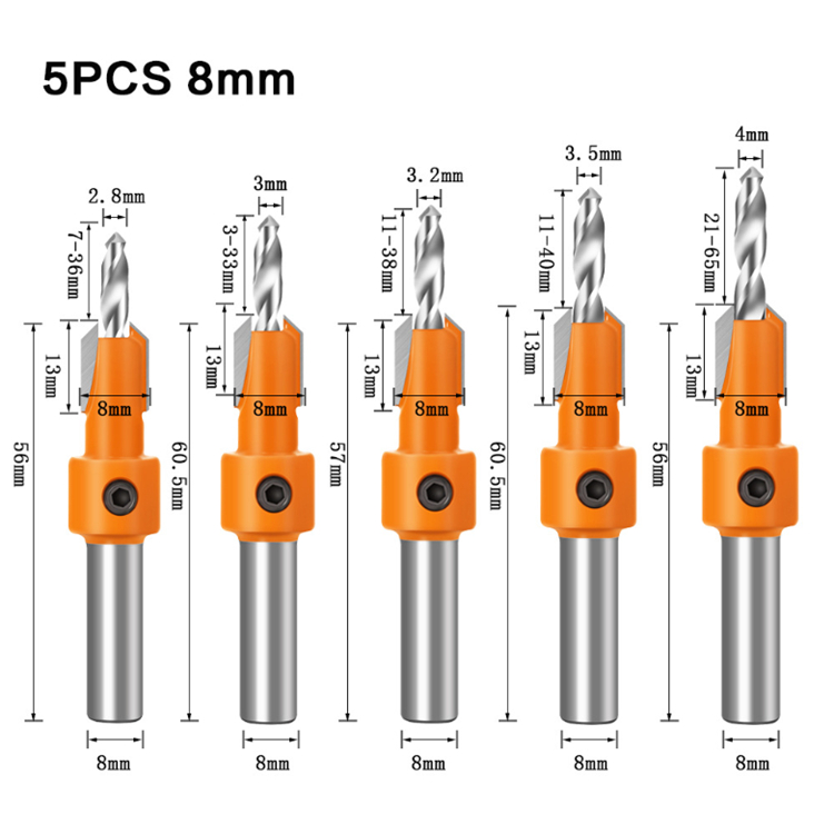 ดอกสว่านเจาะไม้ 8MM 5ชี้น หัวเจาะ Router Bit Wood
