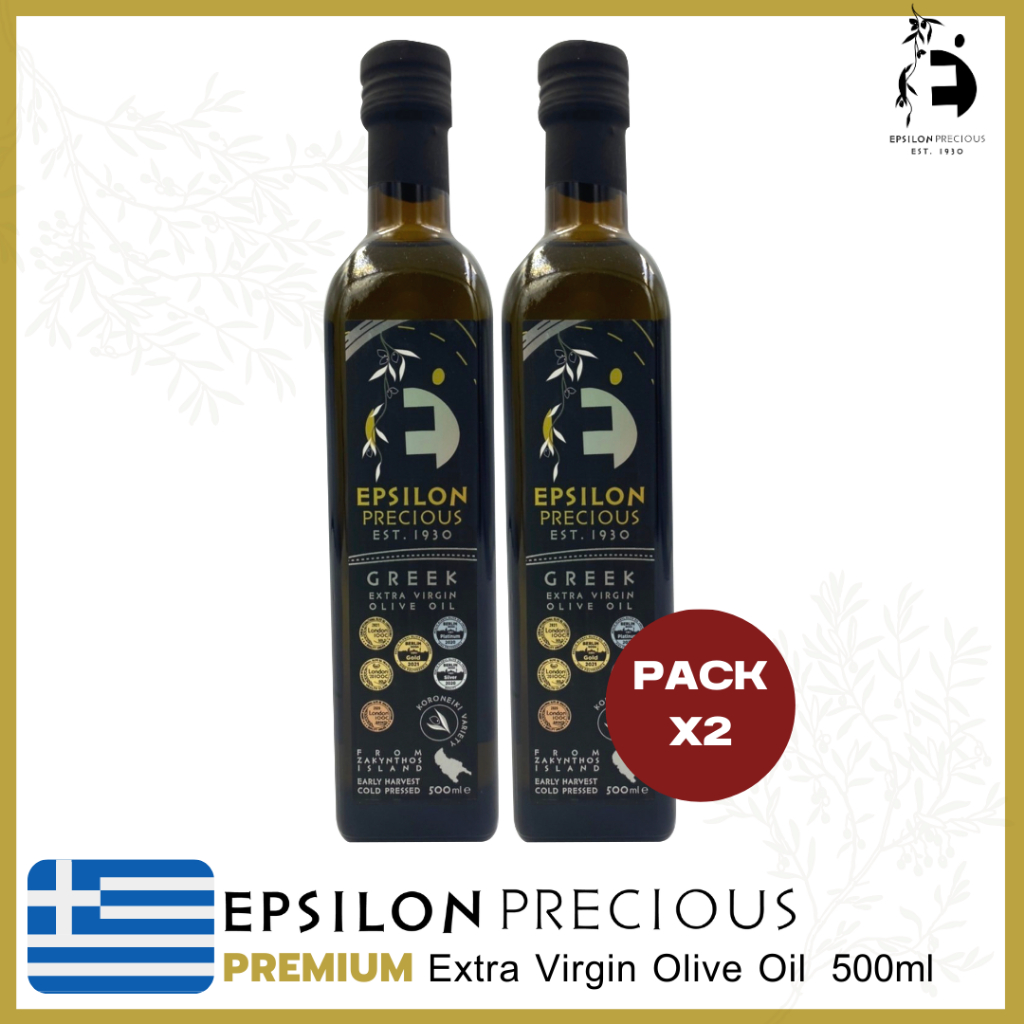 [Pack X2] Epsilon Precious PREMIUM Extra Virgin Olive Oil 500ml - Bottle น้ำมันมะกอกบริสุทธิ์พิเศษ