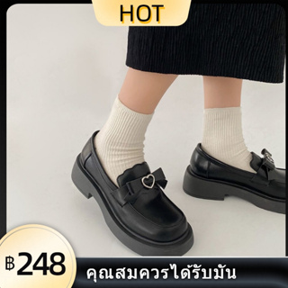 โบว์โบว์รองเท้าหนังขนาดเล็กผู้หญิง 2022 ใหม่แฟชั่นรองเท้าไม่มีส้นด้านล่างหนาญี่ปุ่น jk แมรี่เจนรองเท้า
