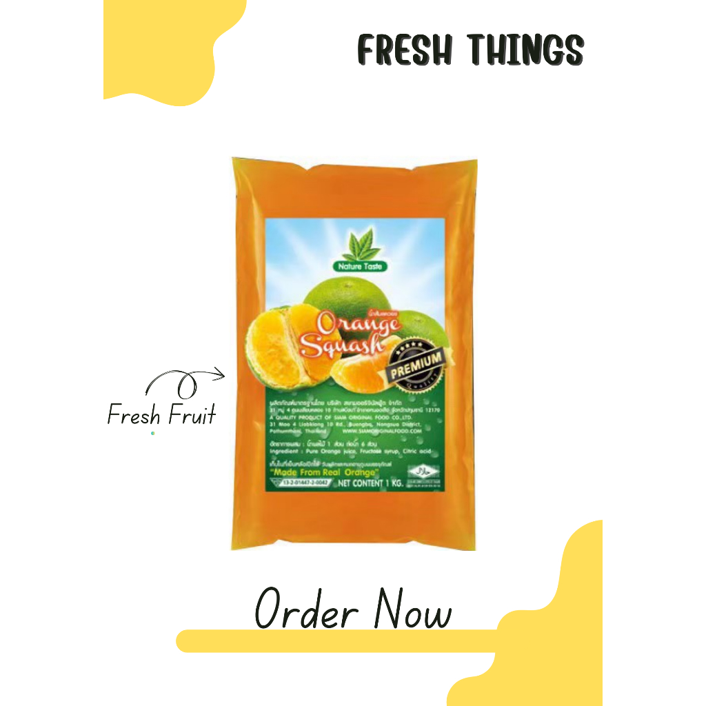 น้ำส้มเข้มข้น Nature Taste ผสมผลไม้จริง แบบถุงเติม ขนาด 1 กิโลกรัม