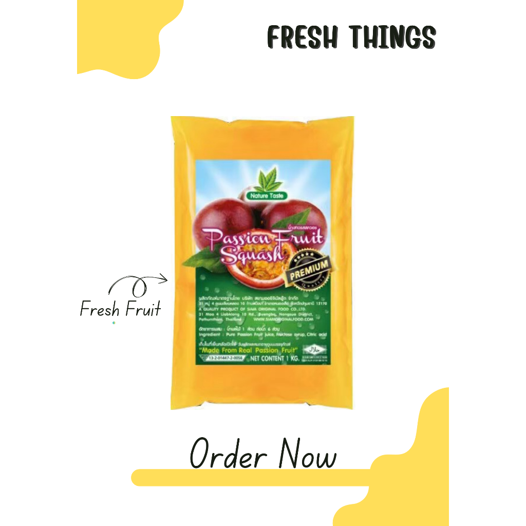 น้ำเสาวรสเข้มข้น Nature Taste ผสมผลไม้จริง แบบถุงเติม ขนาด 1 กิโลกรัม