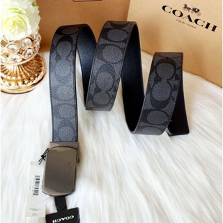 🍀🍀เข็มขัดชาย COACH 91286 Plaque Buckle Cut To Size Reversible Belt🍀🍀