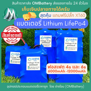 [ฟอสเฟต] LiFePO4 12.8v และ 19.2v  มีวงจร BMS+อย่างดี+แถมปลั๊ก XT60 แบตลำโพงบลูทูธ diy แบตเตอรี่ลิเธียมฟอสเฟต lifepo4