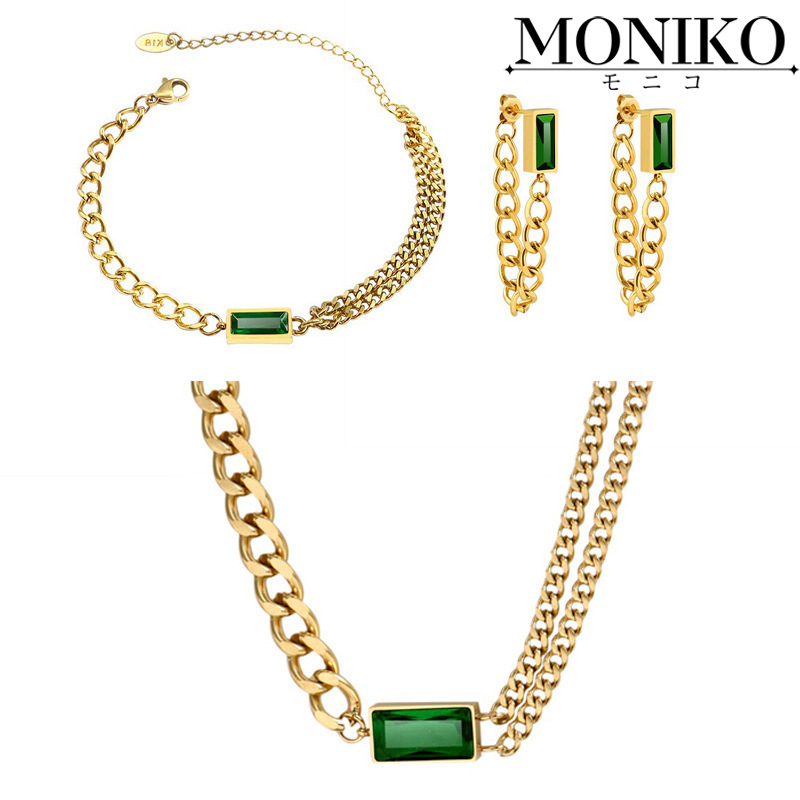 MONIKO สร้อยคอ สร้อยข้อมือ ต่างหู ประดับเพทายมรกต สไตล์โบราณ ขนาดเล็ก สําหรับผู้หญิง ราคา ถูกที่สุด ดีลบีเคเค แกลเลอรีภาพที่ 8