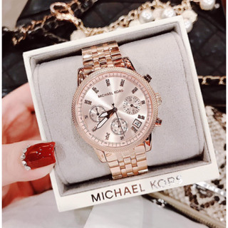 MICHAEL KORS Womens 37mm MK6077 MK6307 MK6357 37mm Chronograph Rose Gold-Tone Stainless Steel Bracelet Watch