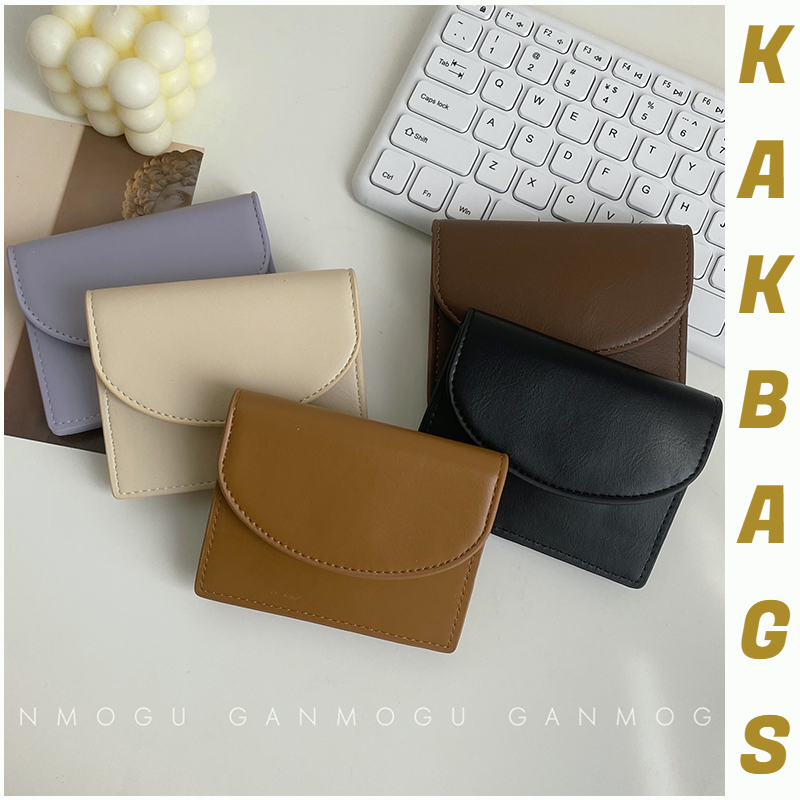 KakBags จัดส่งทันที กระเป๋าสตางค์ผู้หญิง หนัง PU ใส่เหรียญได้ และบัตรเครดิตได้ กระเป๋าใส่เหรียญใส่บัตร ขนาดเล็ก หลายชั้น