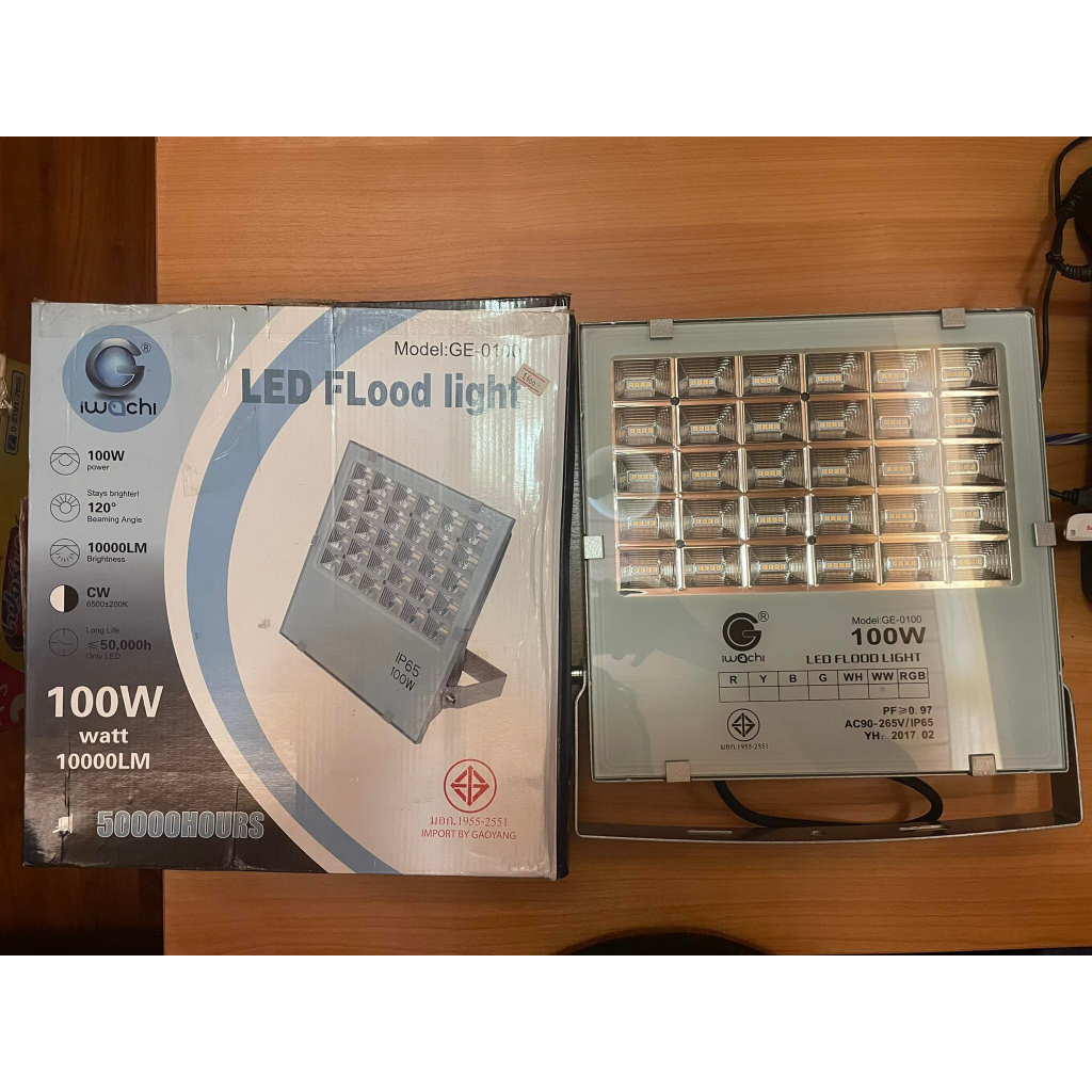 โคมฟลัดไลท์ LED 100W/3000K รุ่น GE-0100 "Iwachi"