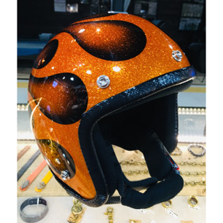 หมวกกันน็อคทรงคลาสสิค แบบเปิดหน้า  Avengers Helmet NO: 345  Orange fire