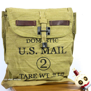 กระเป๋าทรงแมสเซนเจอร์ 1937 Pattern Canvas Small Pack Bag กระเป๋าวินเทจ กระเป๋าสะพายข้าง กระเป๋าทำงาน สีน้ำตาล