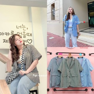 เสื้อเบลเซอร์สูทไซส์ใหญ่ ลายสก็อต สาวอวบอ้วนใส่ทำงานได้ Bigsize/Plussize