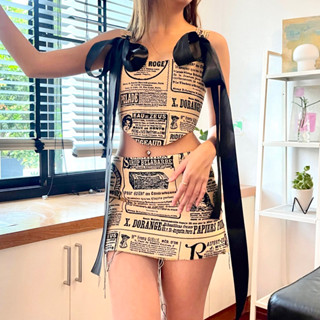 BO.RAAAAN - Newspaper Corset &amp; Low waist skirt