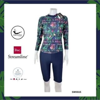 ชุดว่ายน้ำผู้หญิง swim world by BSC streamline ลดเยอะมาก(เสื้อ+กางเกง)มีซับในมีฟองน้ำกันUV