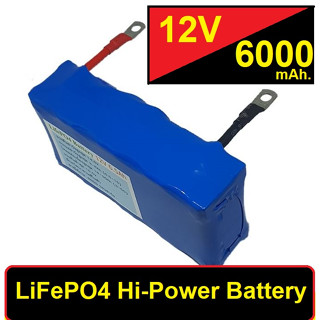 แบบยาว Battery แบตเตอรี่ ลิเธียมฟอสเฟต LiFePO4 12V 6500 mAh. ใช้กับรถมอเตอร์ไซค์  ไฟแรง อายุยาวนาน