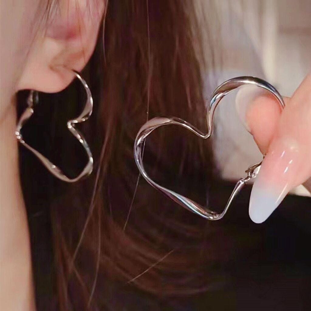 ต่างหูเงินแท้ สไตล์เกาหลี ต่างหูสตั๊ดหัวใจ SFE3729 silver gold