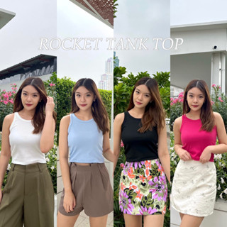 Rocket tank top - แขนกุดสายเล็ก ผ้าร่องเนื้อนิ่ม (nita.bkk)