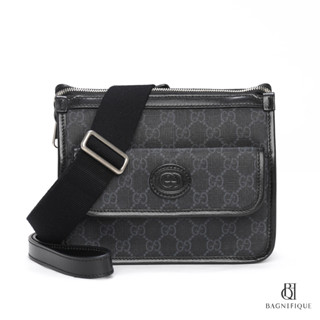 NEW GUCCI OPHIDIA MESSENGER 20 BLACK GG SUPREME MONOGRAM SHW