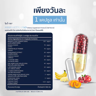 HERRMETTO Pro (เฮอร์เมตโต โปร) แก้หัวล้าน แก้ผมร่วง ผมบาง บำรุงเส้นผม ให้หนาดกดำ ขนาด120 แคปซูล