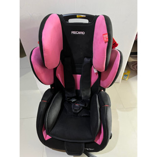 พร้อมส่ง‼️ บูสเตอร์ซีทมือสอง RECARO รุ่น young sport สีชมพูดำผ้ากำมะหยี่ สภาพดีสีสวยสด เหมาะกับเด็ก 9 เดือน - 12ปี