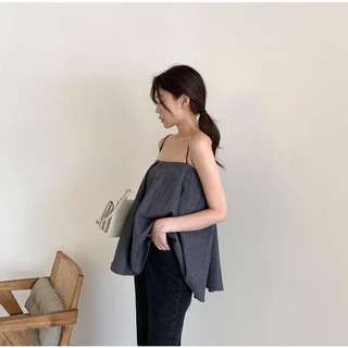 Cicishop(3095)สายเดี่ยวสีพื้น ผ้าทิ้งตัวใส่สบาย สไตล์ลุคคุณหนู