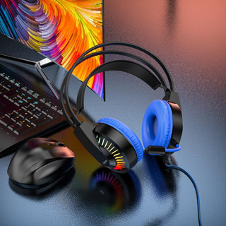 มาใหม่ หูฟังครอบหูมีไมค์มีไฟรอบหู Hoco Headphones “W105 Joyful” gaming headset