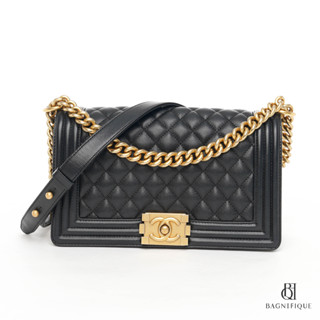 CHANEL BOY 10" BLACK CAVIAR GHW