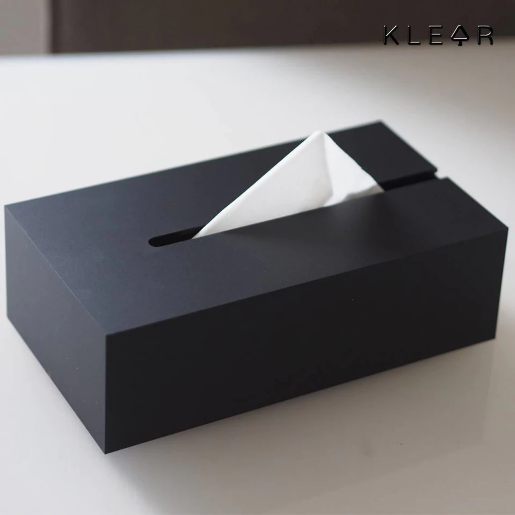 Sliding Tissue Box-L กล่องทิชชู่อะคริลิคสีดำ กล่องทิชชู่สีดำ ใส่ทิชชู่แผ่นยาว กล่องทิชชู่แบบเลื่อนสไลด์
