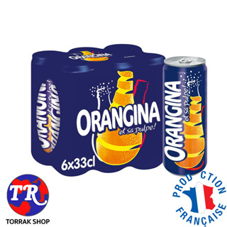 Orangina Sparkling Orange Juice Pulp Soda Tall Cans น้ำส้มออเรนจิน่า แบบกระป๋อง 330ml แพ็ก 6 ขวด