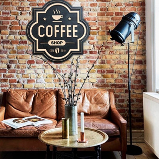 [FudFudAR] ฝุด-ฝุด-อะ ป้ายร้านกาแฟแบบที่14 ตกแต่งร้านกาแฟ ตกแต่งร้าน วินเทจ vintage เมล็ดกาแฟ ติดผนังร้าน มุมกาแฟ