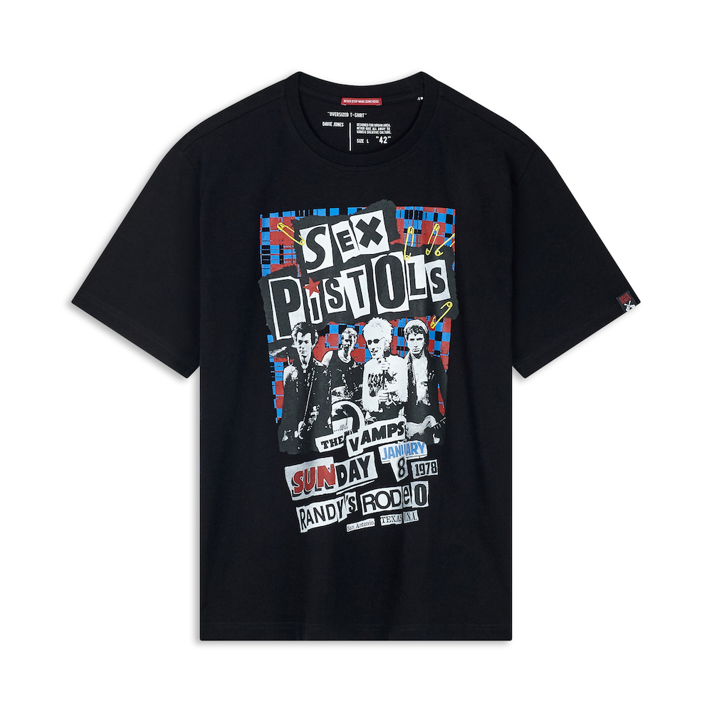 DAVIE JONES เสื้อยืดโอเวอร์ไซส์ พิมพ์ลาย สีดำ Graphic Print Oversize T-Shirt in black TB0314 BK
