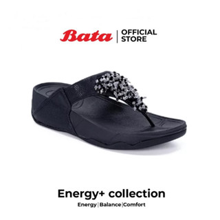 Bata Energy+ บาจา รองเท้าแตะหนีบ เสริมพื้น นิ่มสบาย รองเท้าแตะเพื่อสุขภาพ สูง 1.5 นิ้ว สำหรับผู้หญิง รุ่น Lily-2 สีดำ 6716158