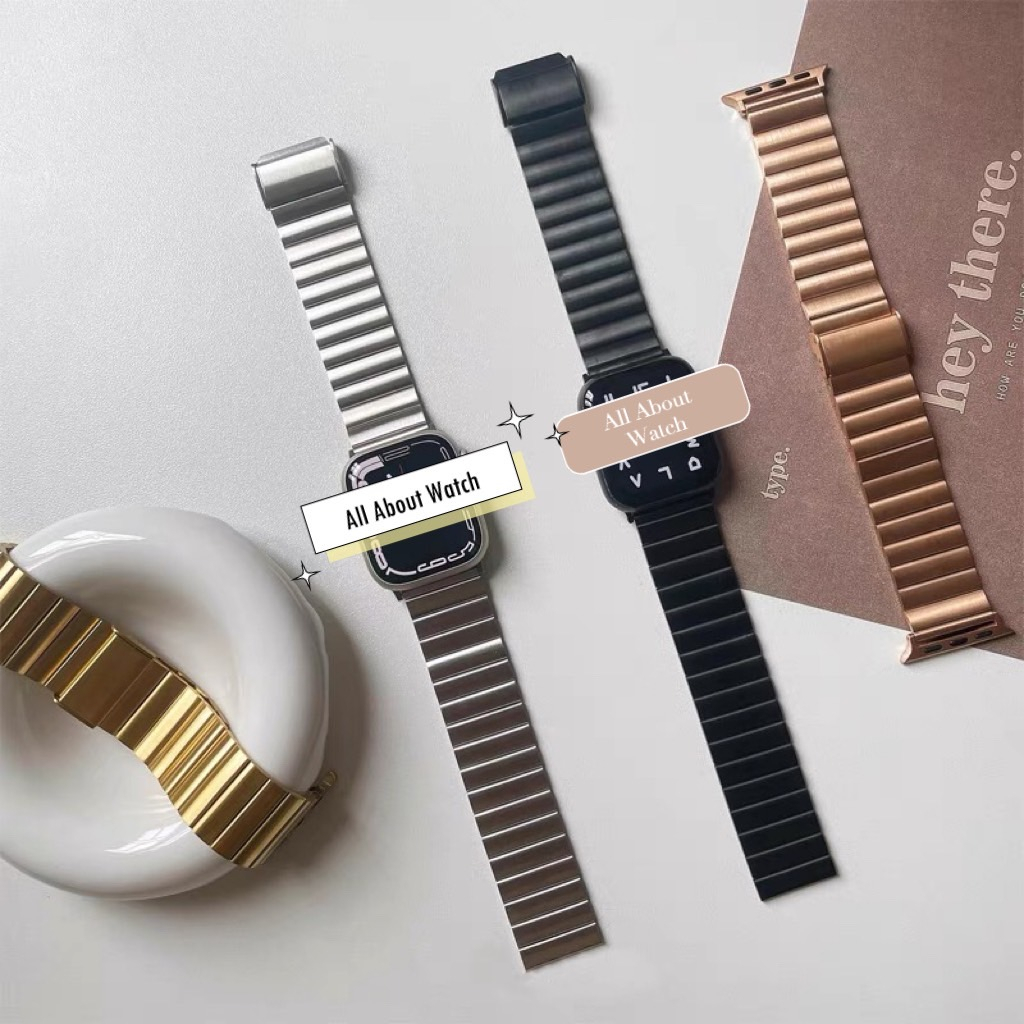 พร้อมส่ง สายสแตนเลสหนักแแบบล็อค ใช้ได้กับ Smart Watch 10 9 8 7 6 5 4 3 2 1 Se Ultra และรุ่น H16mini 