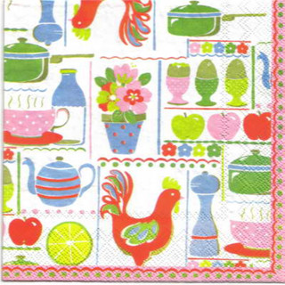 Pladao Napkin ภาพ Cath Kidston อาหาร เครื่องครัว วินเทจ กระดาษ แนพกิ้น สำหรับงานศิลปะ เดคูพาจ decoupage ขนาด L 33x33