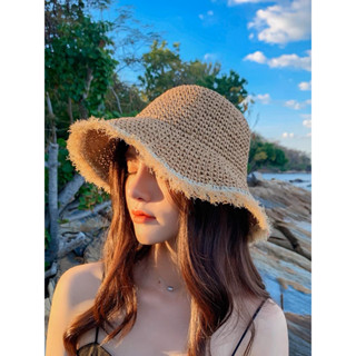🌷 หมวกสานทรงบัคเก็ต ดีไซน์ขอบฟางรุ่ยๆ ทรงเกาหลี หมวกสานวัสดุธรรมชาติ ขอบเป็นลวดสามารถโค้งงอดีไซน์ทรงที่ชอบได้  🌷
