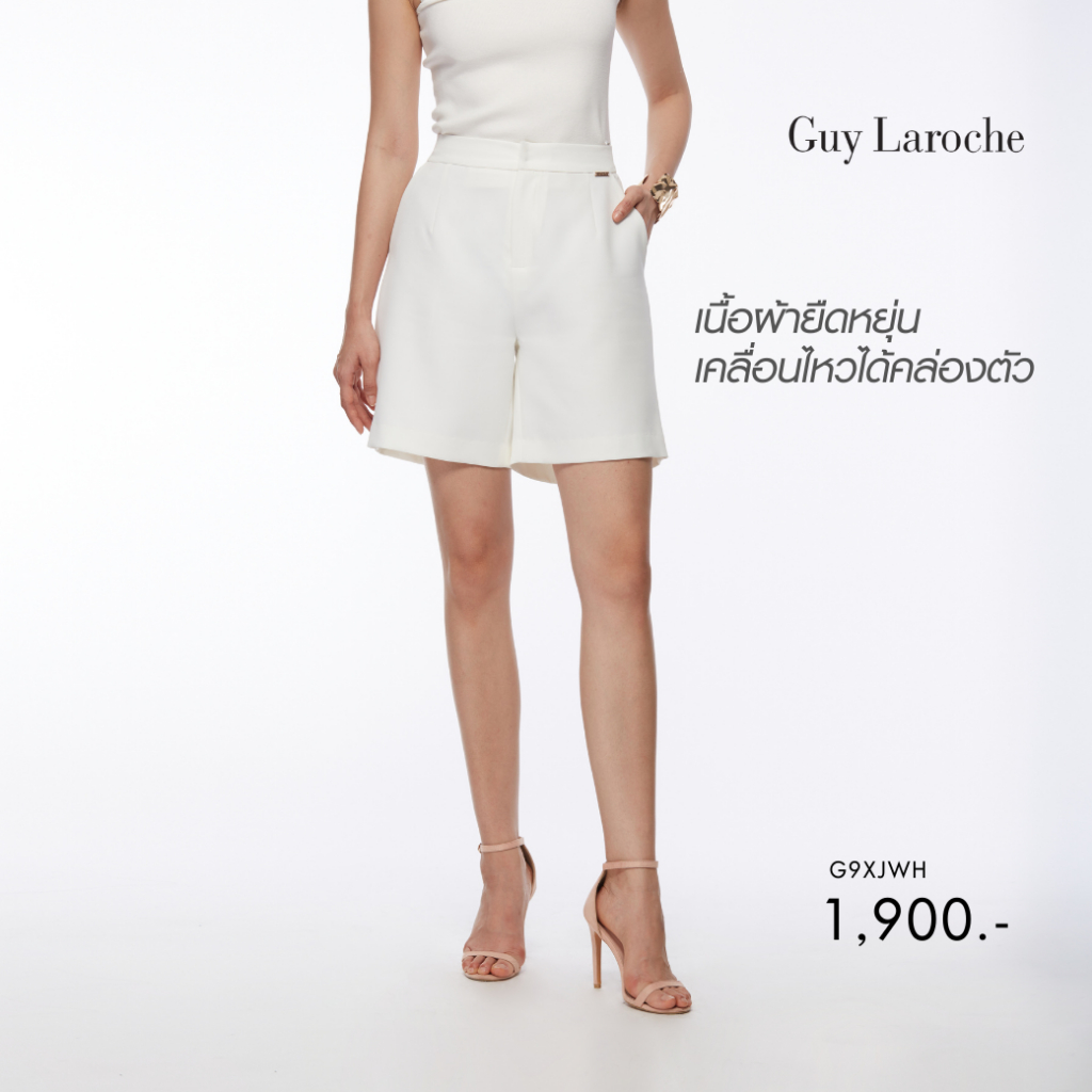 Guy Laroche woman’s work pants King Suiting กางเกงทำงานผู้หญิง ขาสั้น สีขาว G9XJWH