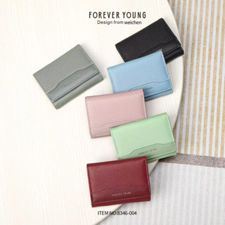 [พร้อมส่งในไทย]กระเป๋าสตางค์ กระเป๋าสตางค์ผู้หญิง FOREVER YOUNG กระเป๋าสตางค์ผู้หญิงใบสั้น 3พับ แถมฟรีกล่องแฟชั่น8346-0