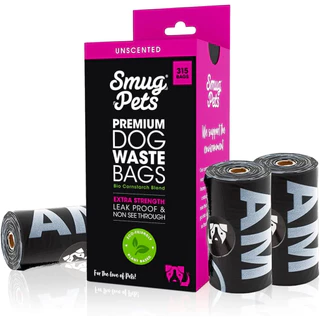 Set Packed-SmugPets Premium Biodegradable 315 Dog Poop Bags - Unscented & Leak Proof Waste Bags - 21 Rolls - Extra Large