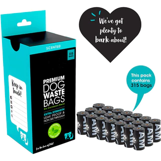 Set Packed-SmugPets Premium Biodegradable 315 Dog Poop Bags - Unscented & Leak Proof Waste Bags - 21 Rolls - Extra Large